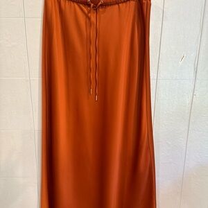 Rachel Zoe Burnt Orange Midi Drawstring Skirt